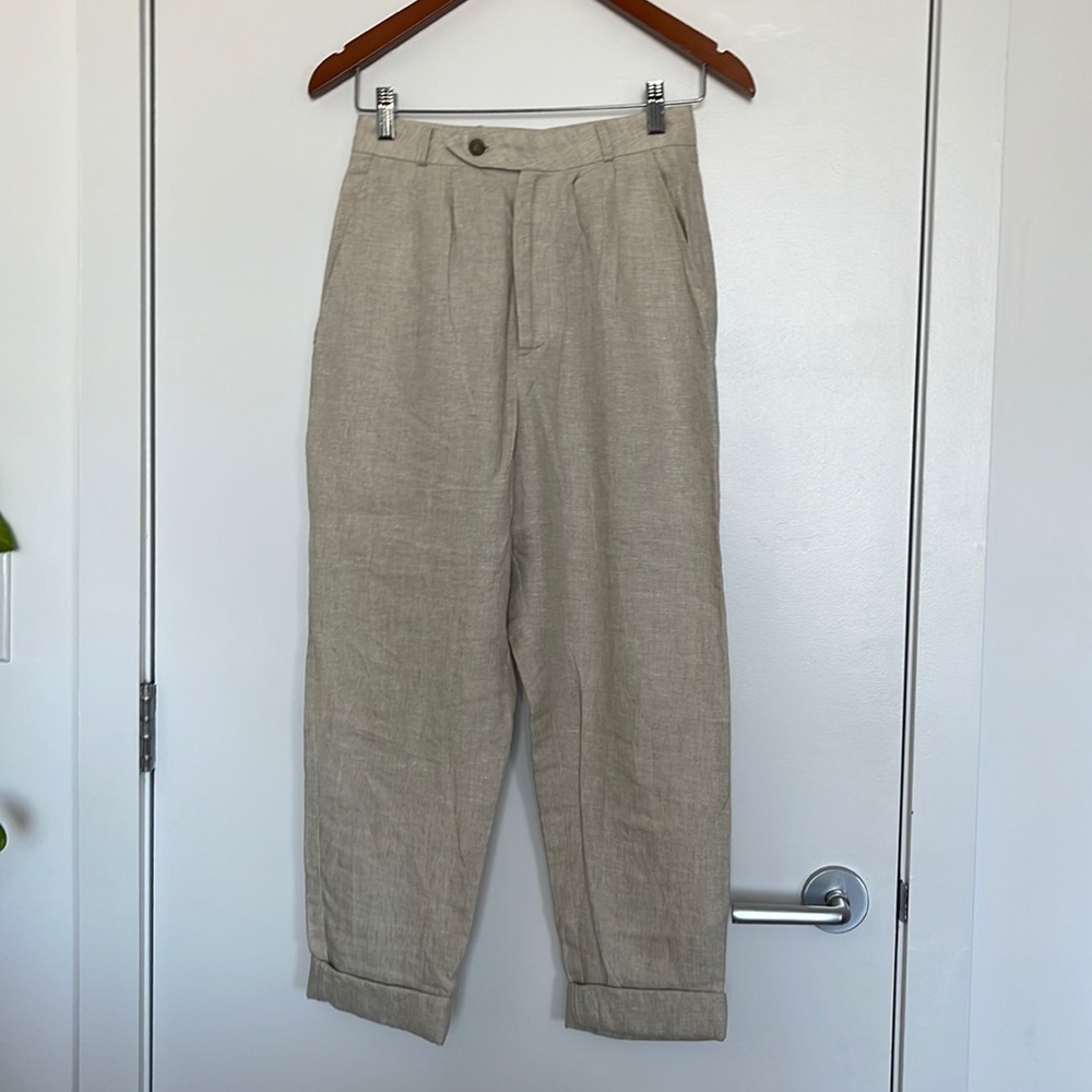 Reformation High Waisted Linen Pants (Stone Wash)